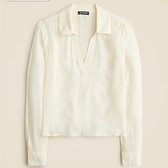 J. Crew Tops - J crew Bungalow popover shirt in crepe de chine ivory
